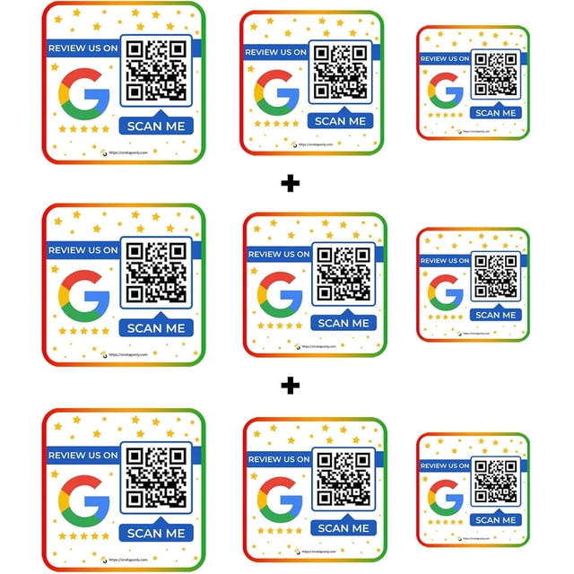 Google Review QR StickerS - 3 Pack Easy Peel and Stick Instant Google Reviews STicker - QR Code for Business, Best Customer Feedback Stickers
