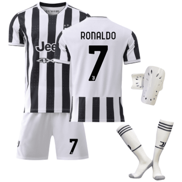 Men's and Women's Juventus Football Team Jersey suit RONALDO 7# 2022 children's Fashion Short sleeve adult sport running Soccer Uniforms set with socks for boys and girls