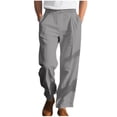 thumbnail image 1 of cfhntfmh Mens Lined Pants Stretch Dress Pants Solid Color Comfy Trousers Drawstring Lightweight Work Slacks with Pockets（Gray,XX-Large), 1 of 7