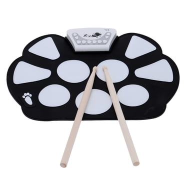 Ensemble Portable de Coussinets Électroniques pour Tambour Enroulable en Silicone Pliable avec Bâton