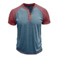 thumbnail image 4 of EOYWHK Mens Henley Shirts Retro Business Shirts Color Blocked Raglan T-Shirt Loose Fit Button Up Work Office Tops Flyer, 4 of 6