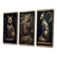 thumbnail image 3 of Designart "Glamorous Gold Cat Retro Blue" Animals Cat Framed Wall Art Set Of 3 - Blue Cat Frame Canvas Set For Living Room Decor, 3 of 6