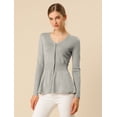 thumbnail image 3 of INSPIRE CHIC Women's V Neck Long Sleeve Ribbed Pullover Knitted Peplum Top, 3 of 4