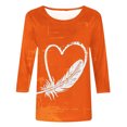 thumbnail image 4 of Dadaria Chemise Orange pour Femmes Hauts Manches 3/4 T-Shirt Col Rond Grande Taille Tee Été Chandail Blouses L, 4 of 5