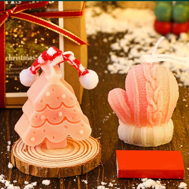 Gingerbread Man Christmas Candle Gift Set, Festive Scented Soy Wax Decor for Home, Holiday Party Favor Present Box