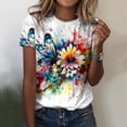 thumbnail image 2 of T-shirt Basique pour Femmes Été Décontracté Col Rond Manches Courtes Imprimé Fleuri T-Shirts Tee-Shirt Oversize Femme Blanc TG, 2 of 4