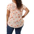 thumbnail image 3 of GRACE & GRANDEUR Hauts pour Femmes Grande Taille Rétro à Fleurs Col en V à Étages Manches Courtes Blouses 4X Rose, 3 of 7