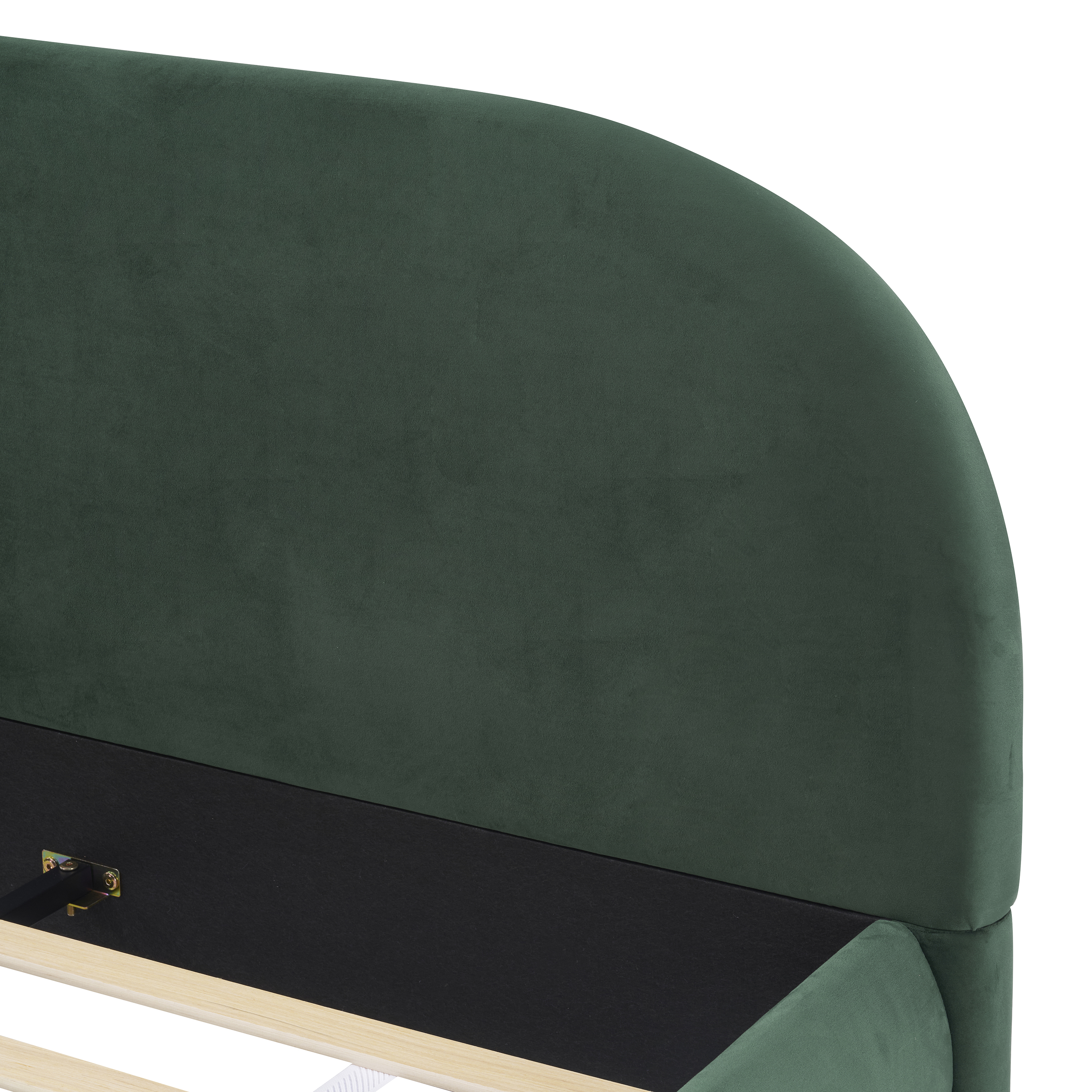 Noble House Lit rembourré Style King Cream, tête de lit en tissu texturé courbé avec structure solide, vert foncé