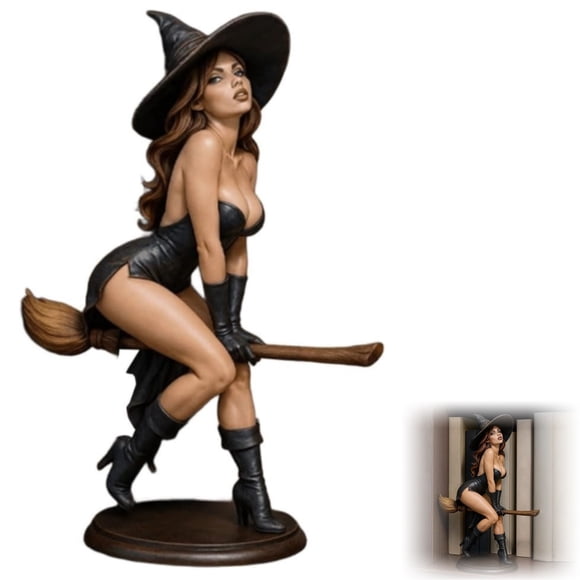 WHEANG – Figurine de Sorcière Aguichant pour Étagère, Statue de Sorcière, Décoration Gothique pour la Maison, Figurines d'Halloween, Décorations Intérieures, Sculpture en Résine Peinte à la Main pour Bureau Ou Étagère