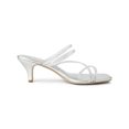 thumbnail image 3 of BLISSFUL STEP Women's Slide Sandal Rhinestone Strappy Square Toe Kitten Heel Slide Sandals Silver 7, 3 of 7