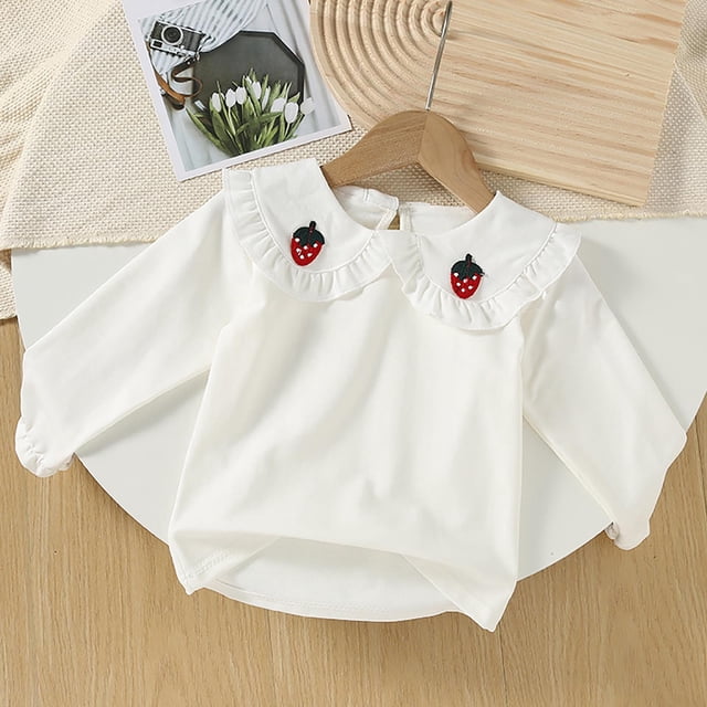 Cowsor Girls Soft Ribbed Peter Pan Collar Bow T-Shirt Sweet and Ribbed Knit Casua Cute Tops