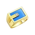thumbnail image 3 of RYLOS Men's Rings 14K White Gold Ring With Diamonds and Blue Quartz Set in Designer Nugget Style Rings For Men Size 13, 3 of 7