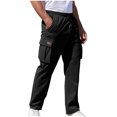 thumbnail image 1 of AherBiu Work Pants for Men Elastic Waist Drawstring Relaxed Fitted Cargo Pants with Multi Pockets Hiking Workwear Pants, 1 of 5