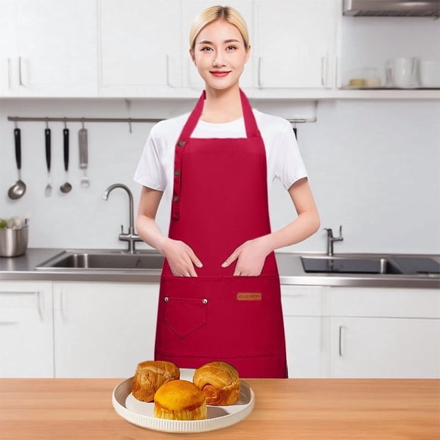Apron Sleeve Kitchen Utility Apron for Cooking and Cleaning with Pockets Durable Polyester Chef Bib Apron for Men Women Ideal for Households and Commercial Use