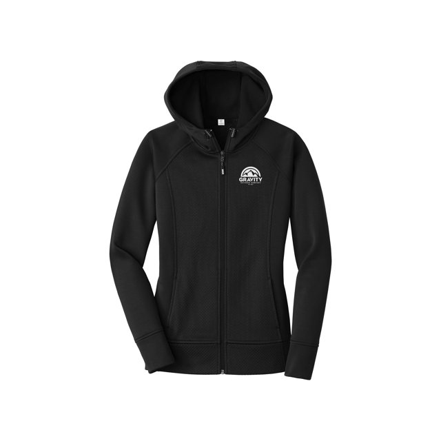 Gravity Outdoor Co Sweat à Capuche Femme - Logo Blanc - Noir - Grand