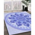 thumbnail image 3 of Ahgly Tapis d'Intérieur Lavable en Machine Carré Transitionnel Bleu Ardoise Clair, 3 Pieds Carré, 3 of 7
