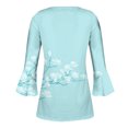 thumbnail image 5 of IROINID On Sale Plus Size Shirts for Women Crew Neck Long Sleeve Comfortable Trumpet Printed Buttoned Basic Ruched Tops Pleated T-shirts Blouses,Light Blue, 5 of 5