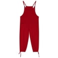 thumbnail image 2 of MIASHUI Combinaisons pour Filles Sans Manches Salopettes Décontractées Enfants Bretelles Spaghetti Combinaison Ample avec Poche, Rouge, 5-6 Ans, 2 of 7