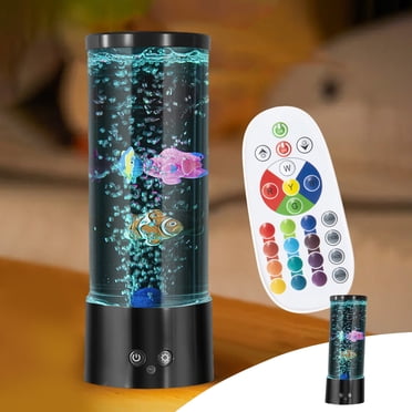 LSLJS LED Fish Lava Lamp, Fish Aquarium Decorative Lamp With Remote Control, Mini Bubble Lamp With Multi-Color Changing Aquarium Light, Aquarium Lava Lamp, Night Light