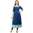 thumbnail image 2 of Bimba Kurta Imprimée pour Femme Kurti Anarkali Ethnique en Coton Robe Décontractée Bollywood/ Bleu Marine/ 26, 2 of 9