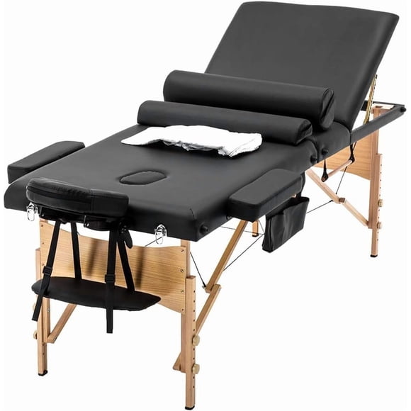 BestMassage Massage Bed 3 Fold 84 Inch Massage Table Height Adjustable, Black, 1 Count
