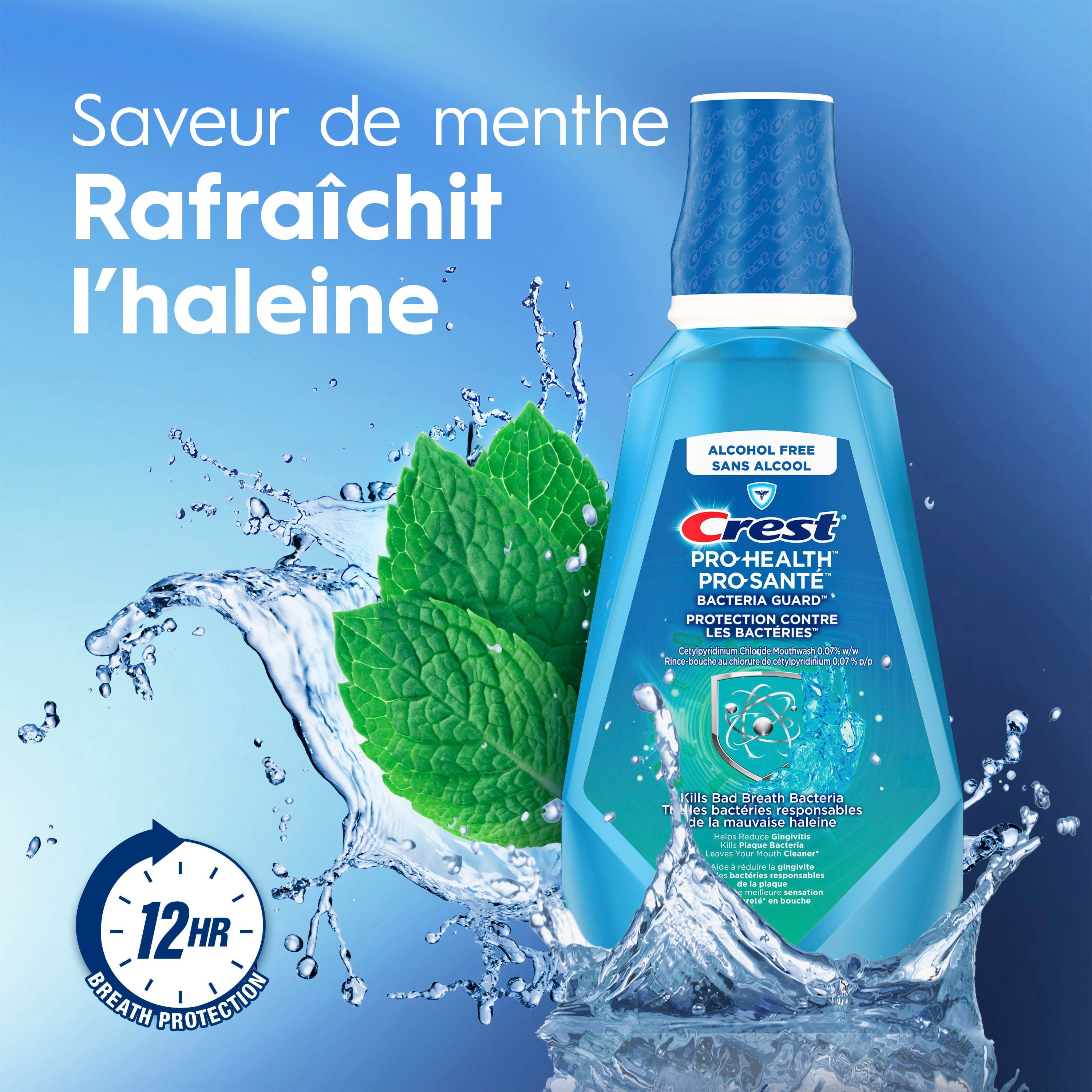 Crest Bacteria Guard Plus Rince-Bouche avec 1.5 % de Peroxyde d'Hydrogène, Menthe