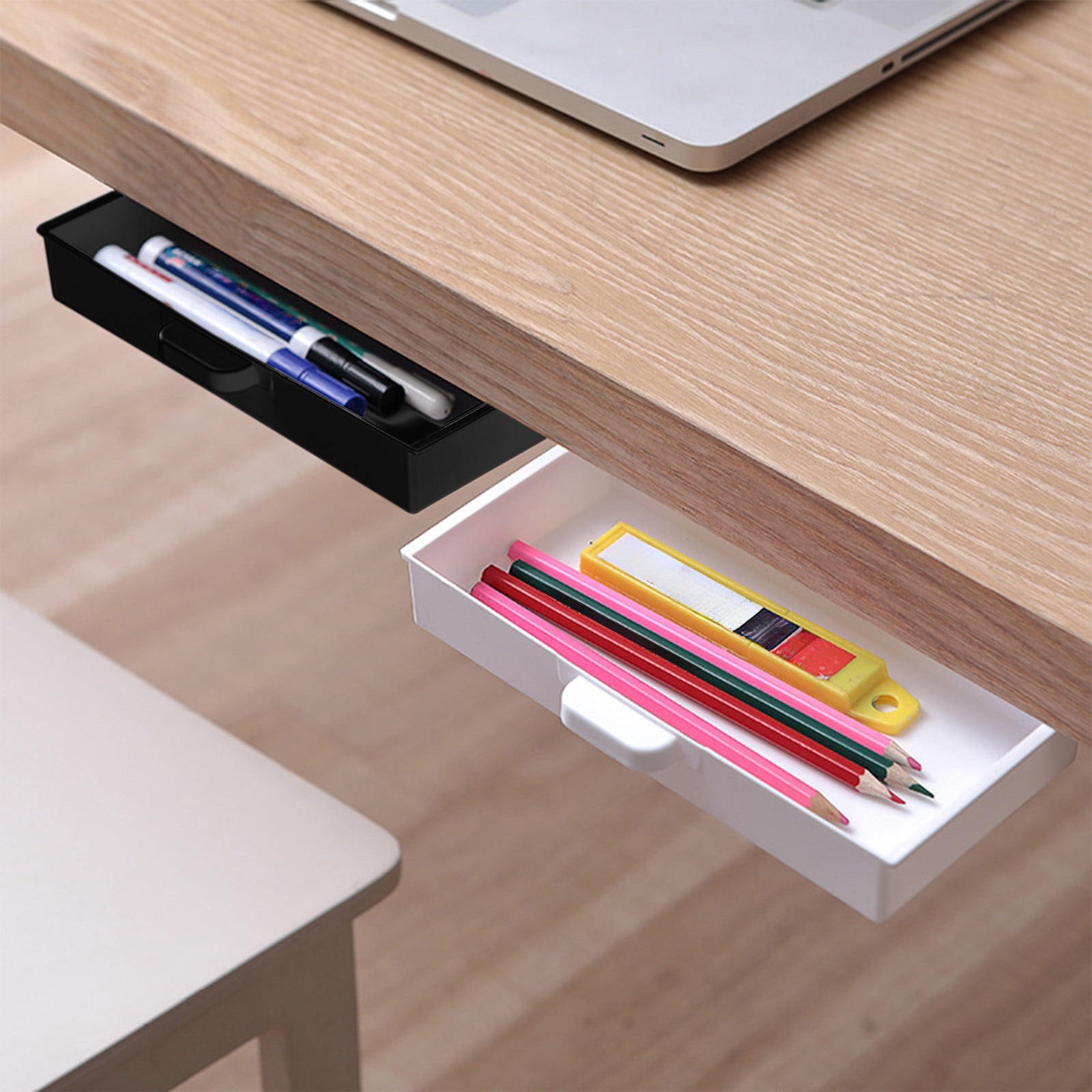 WKWeiS Under Desk Drawer Self Adhesive Under Desk Organizer Office Under Desk Drawer Organizer Home Stationery Organizer Clearance Deals