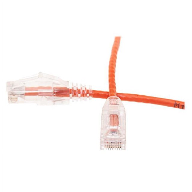 CableWholesale 10X8-83100.5 6 in. Cat6 RJ45 Male UTP Slim Ethernet Patch Cable, 28AWG Stranded Pure Copper - Orange - Snagless Molded Boot