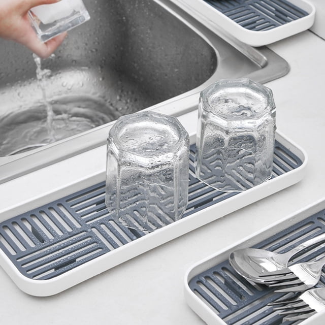 Chmadoxn Kitchen Storage & Organization, Kitchen Draining Rag Holders Double Household Sponge Sink Draining Rack Sink Countertop Cups Dishcloth Tray Holders Drainer for wipes