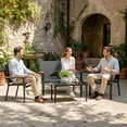 thumbnail image 2 of Outsunny Ensemble de Patio Extérieur 4 Pcs avec Causeuse et Dessus de Table en Verre, Noir, 2 of 10