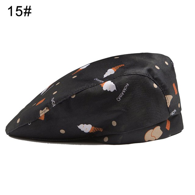 Unisex Beret Geometric Pattern Duck Mouth Style Men Women Pure Color Short Brim Chef Hat for Baker