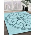 thumbnail image 3 of Ahgly Company Tapis d'Intérieur Lavable à la Machine, Carré, Transitionnel, Bleu Électrique, Tapis de Zone, 7 Pieds Carré, 3 of 7