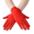 thumbnail image 2 of TIEVOSA Women Fashion Solid Color Short Stretch Ceremonial Dance Gloves（Red）, 2 of 3