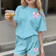 thumbnail image 2 of Robe d'Été avec Manches Manches Courtes Haut et Shorts Ensemble Deux Pièces pour Enfants Mignon Loisirs d'Été Col Rond, 2 of 7
