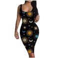 thumbnail image 1 of Fridja Robe Débardeur à Imprimé pour Femme à Col Rond Sans Manches Basique Midi Robe de Boîte de Nuit, 1 of 7