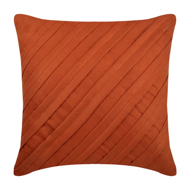 The HomeCentric Housse de Coussin Orange, Lot de 2, 20x20 Pouces (50x50 cm) Taie Décorative Rouille, Housse de Coussin Unie Texturée à Plis Pincés, Housse de Coussin Décorative, Faux Suède Carré - Rouille