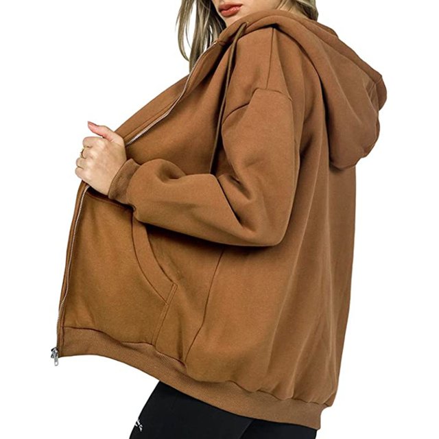 CAROOTU Front Open Hoodies with Pocket Thick Zipper Sweatshirt Drawstring Hood