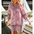thumbnail image 3 of Robe Bohème Imprimé Floral Manches 3/4 Robes d'Été de Plage, 3 of 7