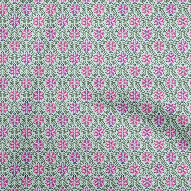 oneOone Rayon Fuschia Pink Fabric Asian Suzani Craft Projects Decor Fabric Printed By The Yard 56 Inch Wide