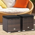 thumbnail image 2 of Costway 2 Pcs Poufs de Patio en Rotin Table d'Appoint Coffre de Rangement Repose-Pieds avec Coussin Noir, 2 of 10