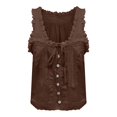 thumbnail image 4 of Timegard Tank Top for Women Lace U Neck Drawstring Sleeveless Ruched Button Summer Fashion Casual Tee, 4 of 5