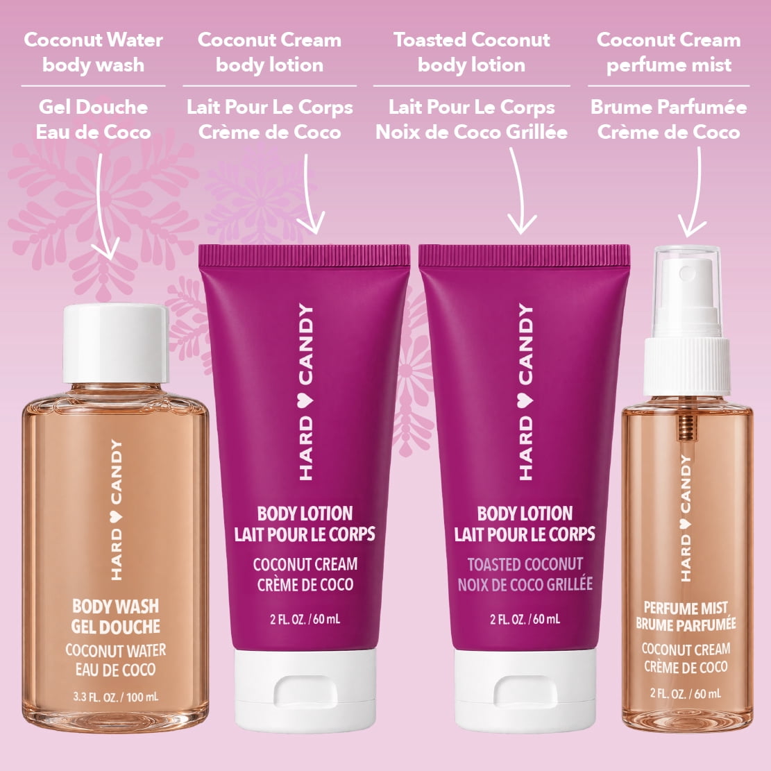 Hard Candy Toast of Coconut Body Wash, Body Spray & Body Lotion Gift Set