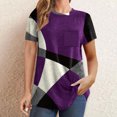 thumbnail image 2 of Diufon Hauts pour Femmes Grande Taille Printemps Été Manches Courtes Col Rond Chandails à Enfiler Chemises Décontractées Imprimées Blouses Amples, 2 of 6