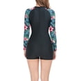 thumbnail image 4 of jsaierl Womens Long Sleeve Rash Guard One Piece Zipper Back Swimsuit Boyleg Short Athletic Surf Swimwear, 4 of 9