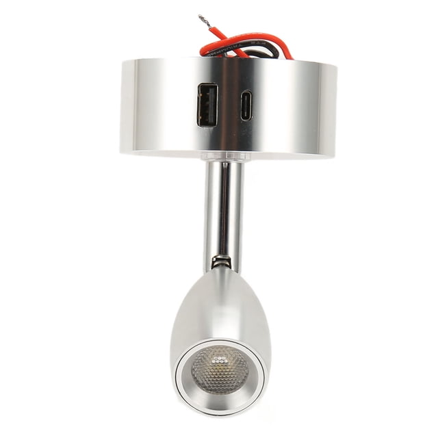 Lampe de Lecture pour VR, Projecteur DEL à Intensité Réglable 12 V-24 V avec Veilleuse Bleue, Interrupteur Tactile et Port USB, Lampe de Chevet Intérieure Pivotante à DEL pour Bateau, Fourgonnette, Remorque, Autocaravane