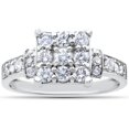 thumbnail image 1 of 1ct Diamond Cluster Halo Engagement Ring 14k White Gold, 1 of 3