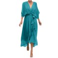 thumbnail image 1 of BEFOKA Robe pour Femme Grande Taille, Liquidation de Robes d'Été pour Femmes, Robe Longue Irrégulière Décontractée Unie à Lacets pour Femme, 1 of 4