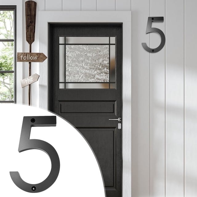 XZNGL Modern House Numbers Acrylic Floating Door Number Set 5 Inch Full Perforated Mounting for Home Exterior Address Identification