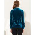 thumbnail image 4 of INSPIRE CHIC Chemise en Velours pour Femme à Col Pointu avec Poche Bleu Royal G, 4 of 5