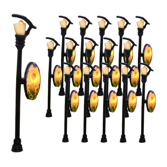 Milaget 20Pcs 1/100 Outdoor Pathway Lantern Post,Micro Landscape Mini Street Post Lights D